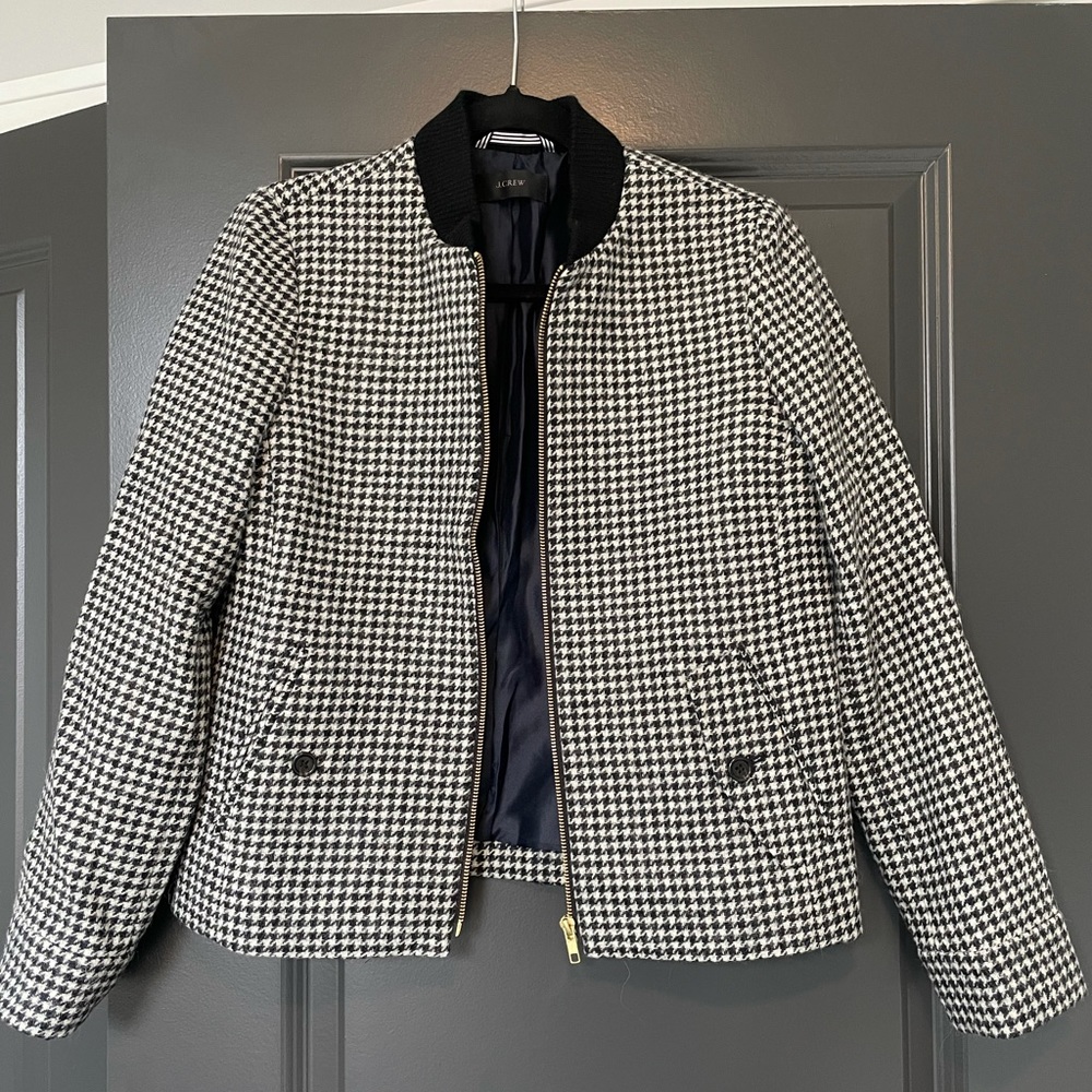 J Crew Wool Houndstooth Bomber Jacket - Picture 4 of 5